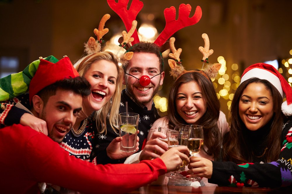 festive people cheering