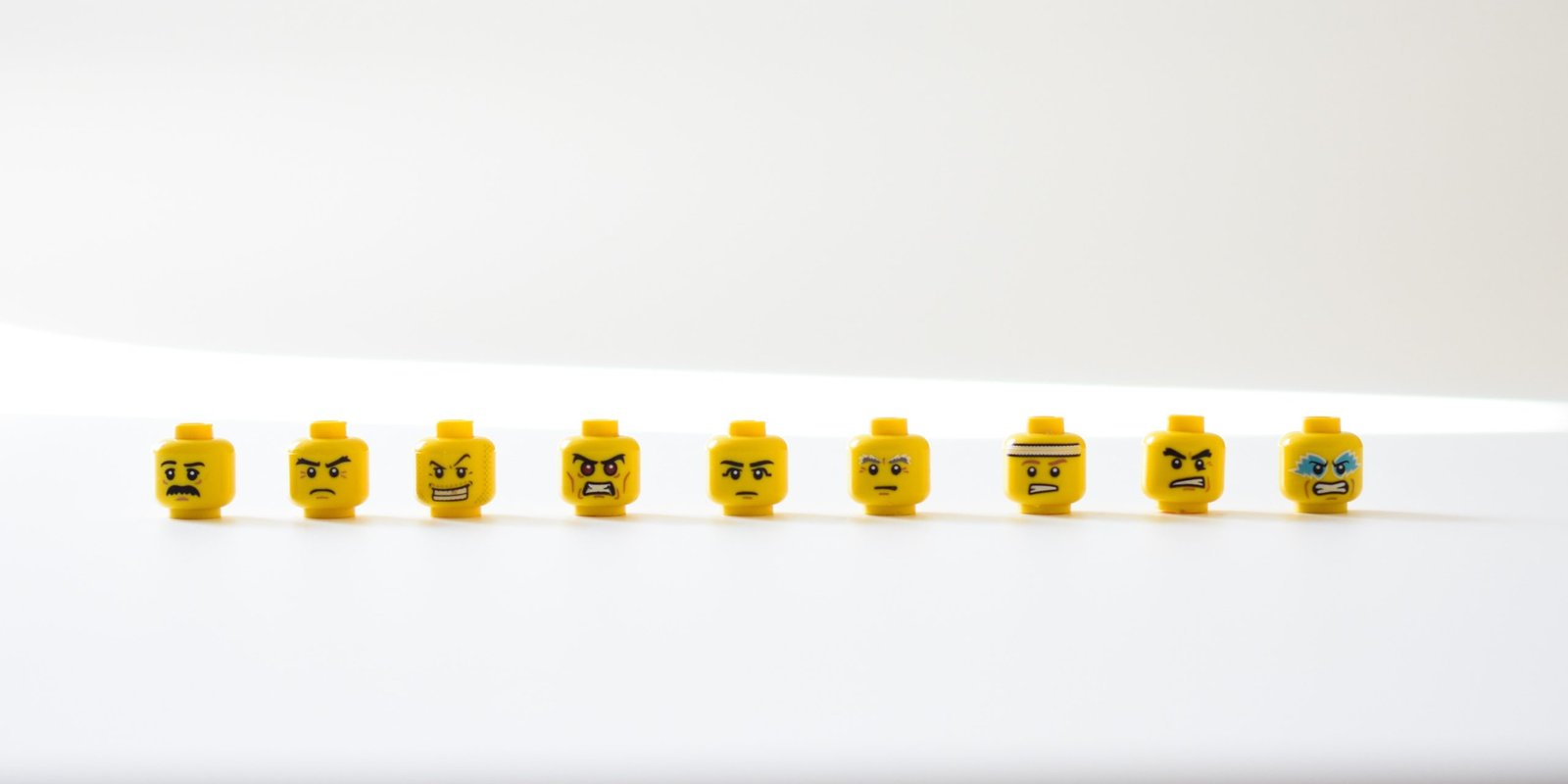 lego heads with different emotions